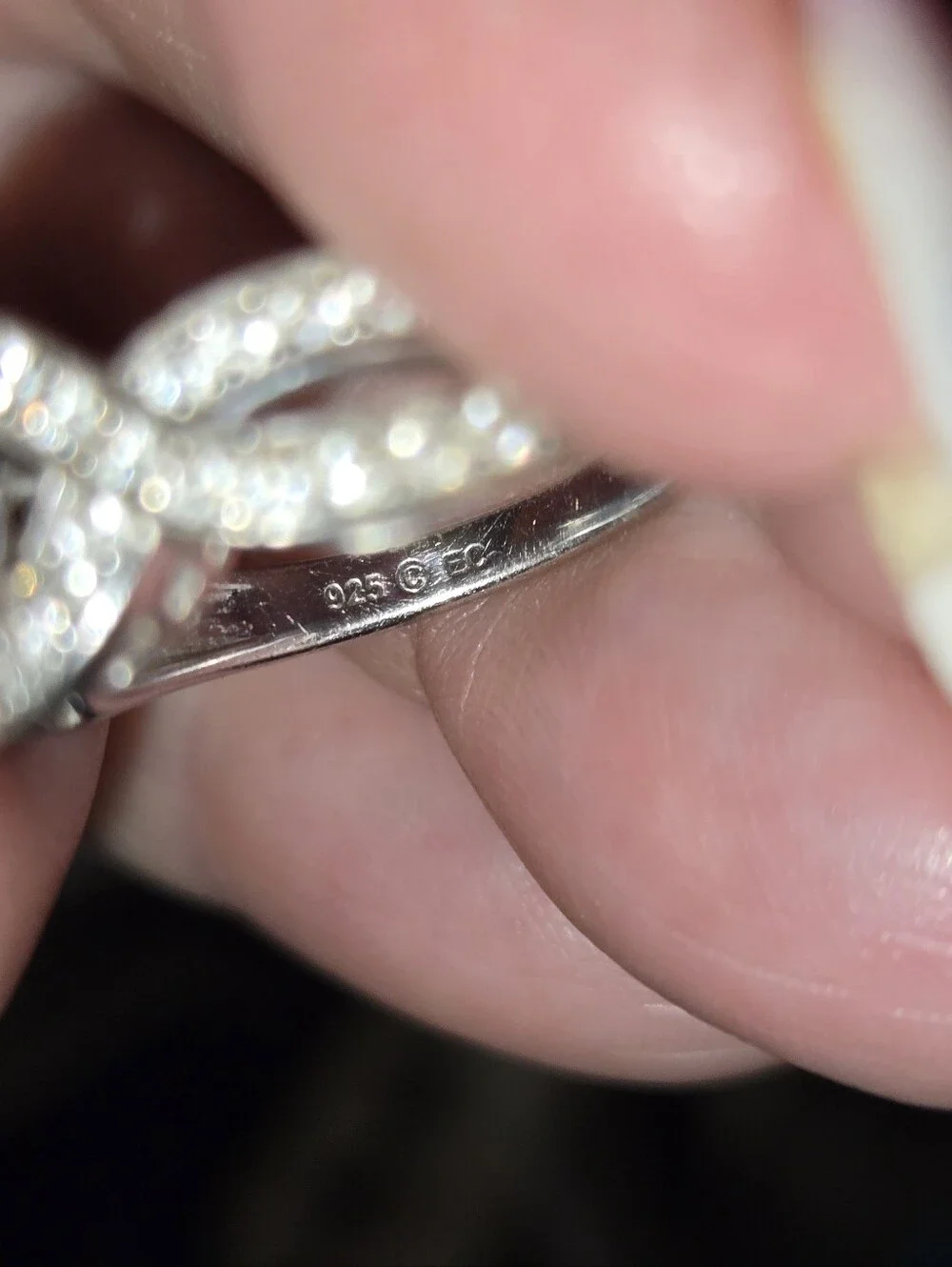 925 Silver Twisted Halo Engagement Ring with White Center Stone